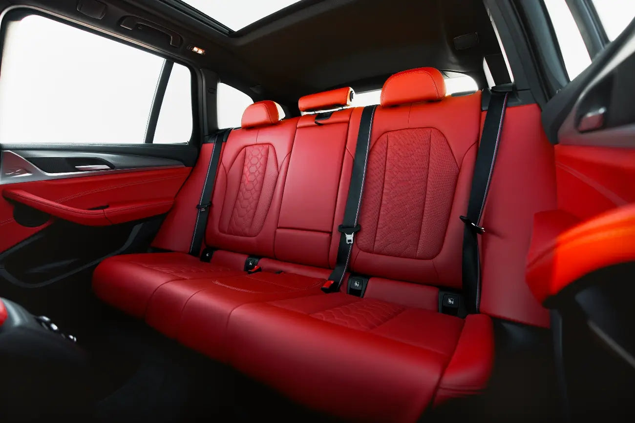 Spacious and sophisticated cabin of the BMW X3 M Competition, highlighting its comfort for family rentals in Dubai.