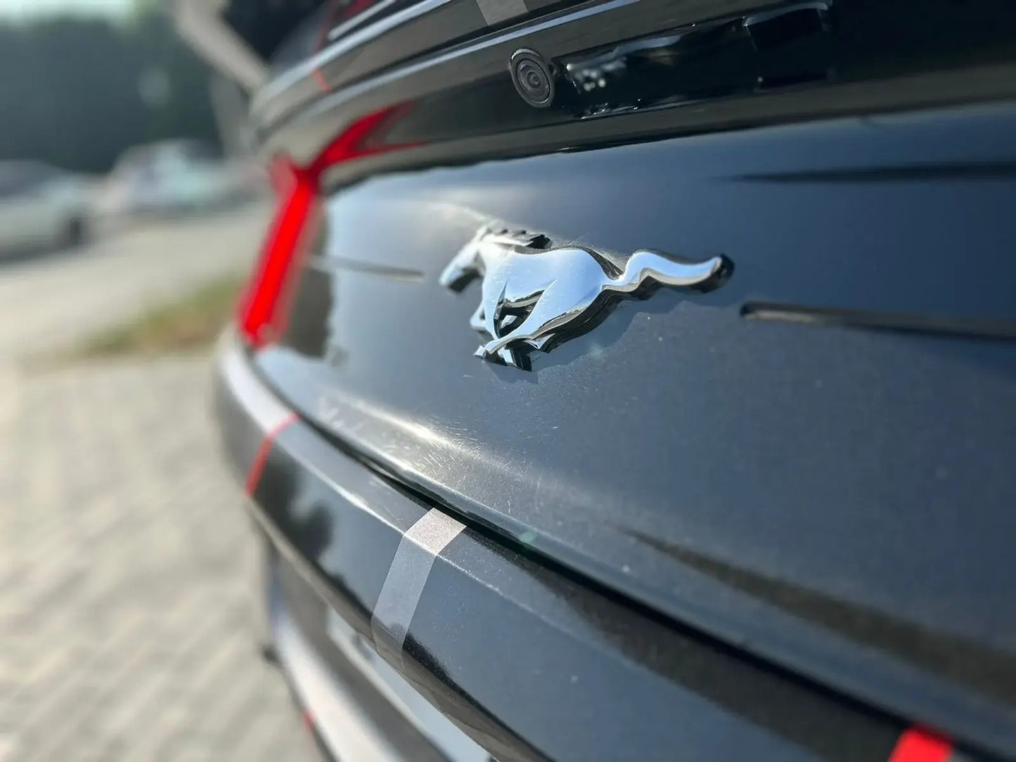 Interior dashboard and steering wheel of the Ford Mustang Cabrio, combining luxury with performance for Dubai rentals.