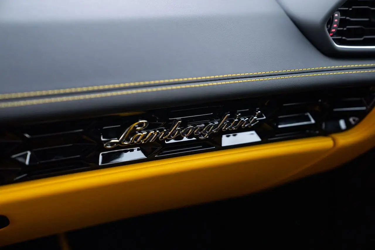 Lamborghini Huracan Tecnica under the Dubai skyline, epitomizing the ultimate luxury sports car rental experience.