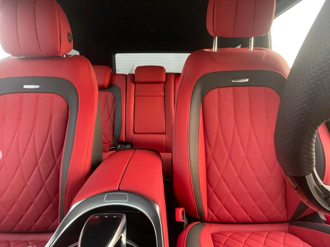 Close-up of the Mercedes G63 G Class's grille and headlights, symbolizing premium luxury car rental options in Dubai.