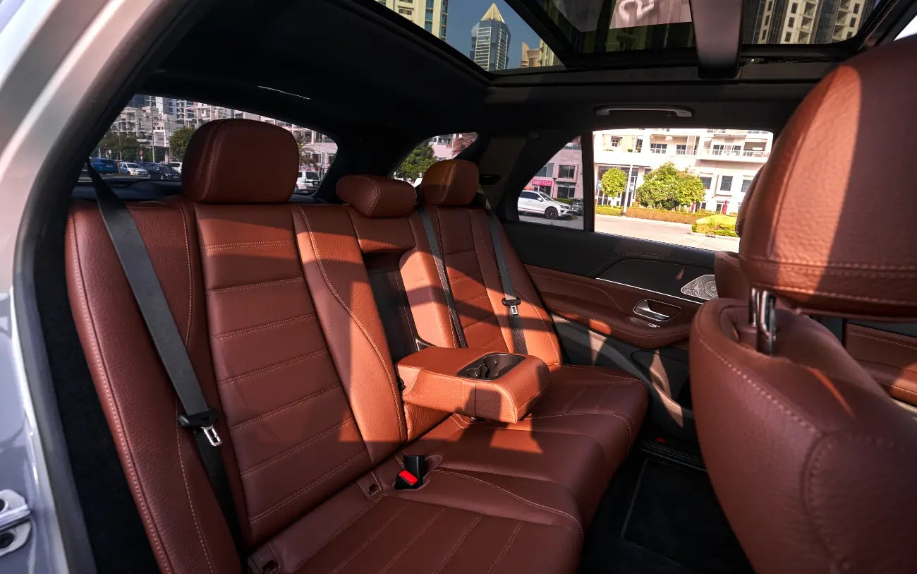 Dynamic angle of Mercedes GLE 450 in motion, showcasing power and style for those seeking luxury rentals in Dubai.