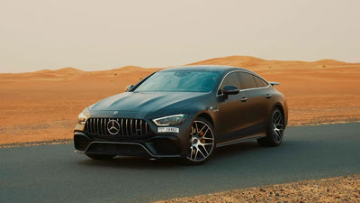 Luxurious Mercedes Benz AMG GT 63s executive sedan available for rent in Dubai, showcasing its sleek design.
