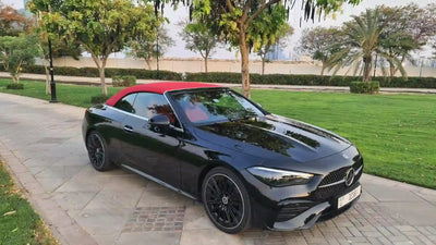 Gleaming Mercedes CLE 300 luxury convertible ready for rent in Dubai, showcasing its sleek design and elegance.