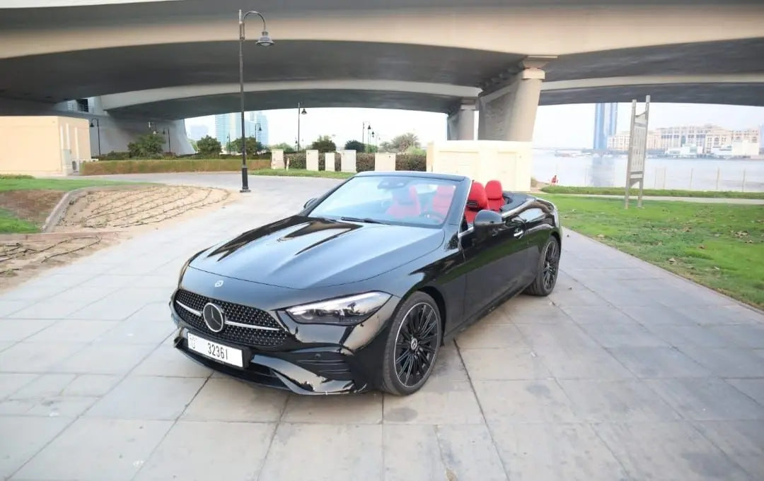 Luxury meets performance in this Mercedes CLE 300 convertible, available for rental in Dubai's premium car scene.