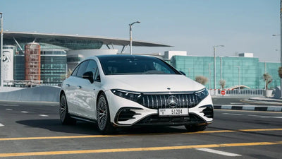 Luxury Mercedes EQS 53 AMG executive sedan ready for rent in Dubai, showcasing its sleek design.