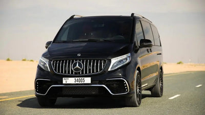 Luxury Mercedes V250 VIP Falcon Edition side view, the perfect choice for upscale Dubai van rentals.